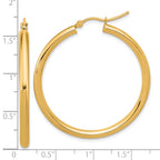 14k Polished 3mm Polished Hoop Earrings
