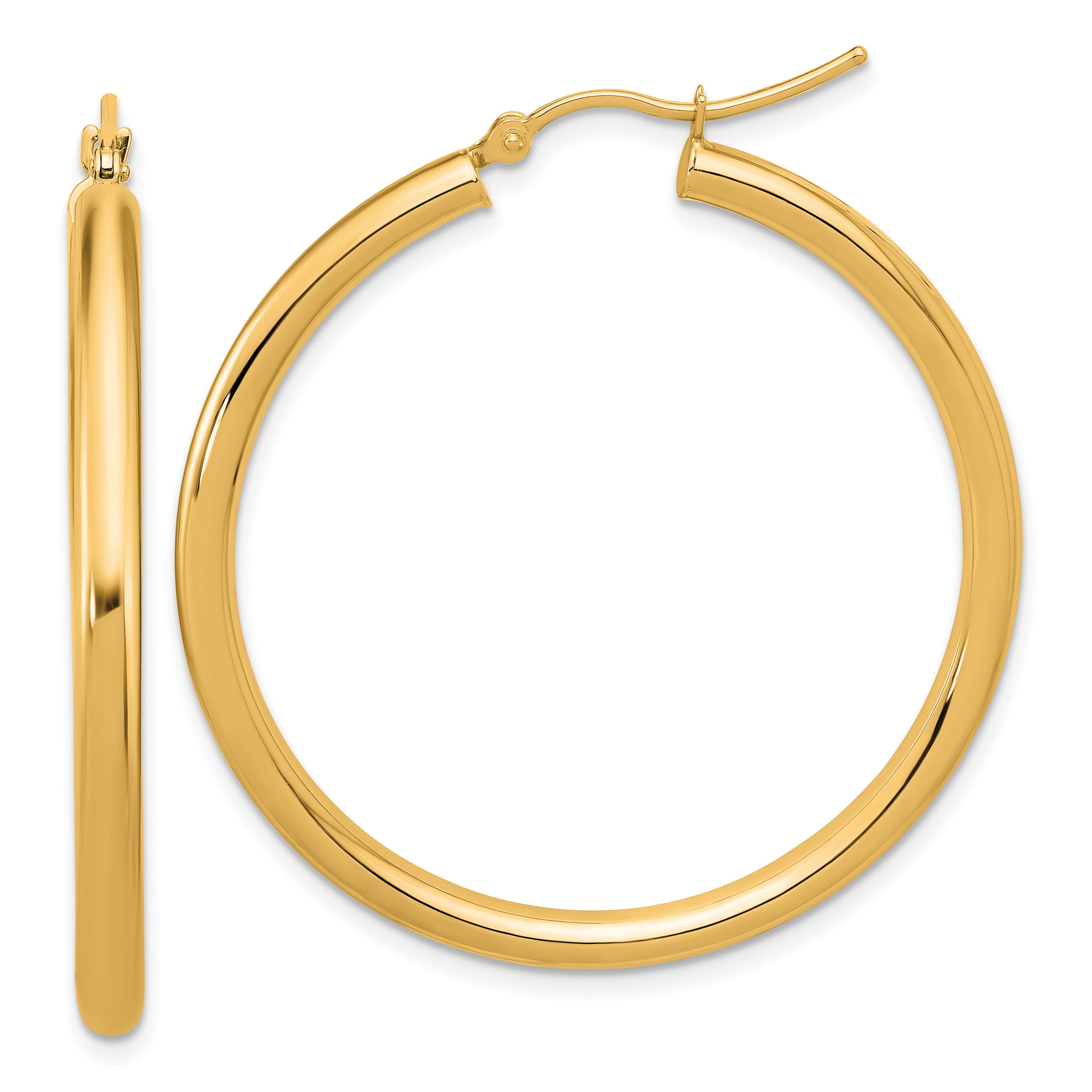 14k Polished 3mm Polished Hoop Earrings Main image