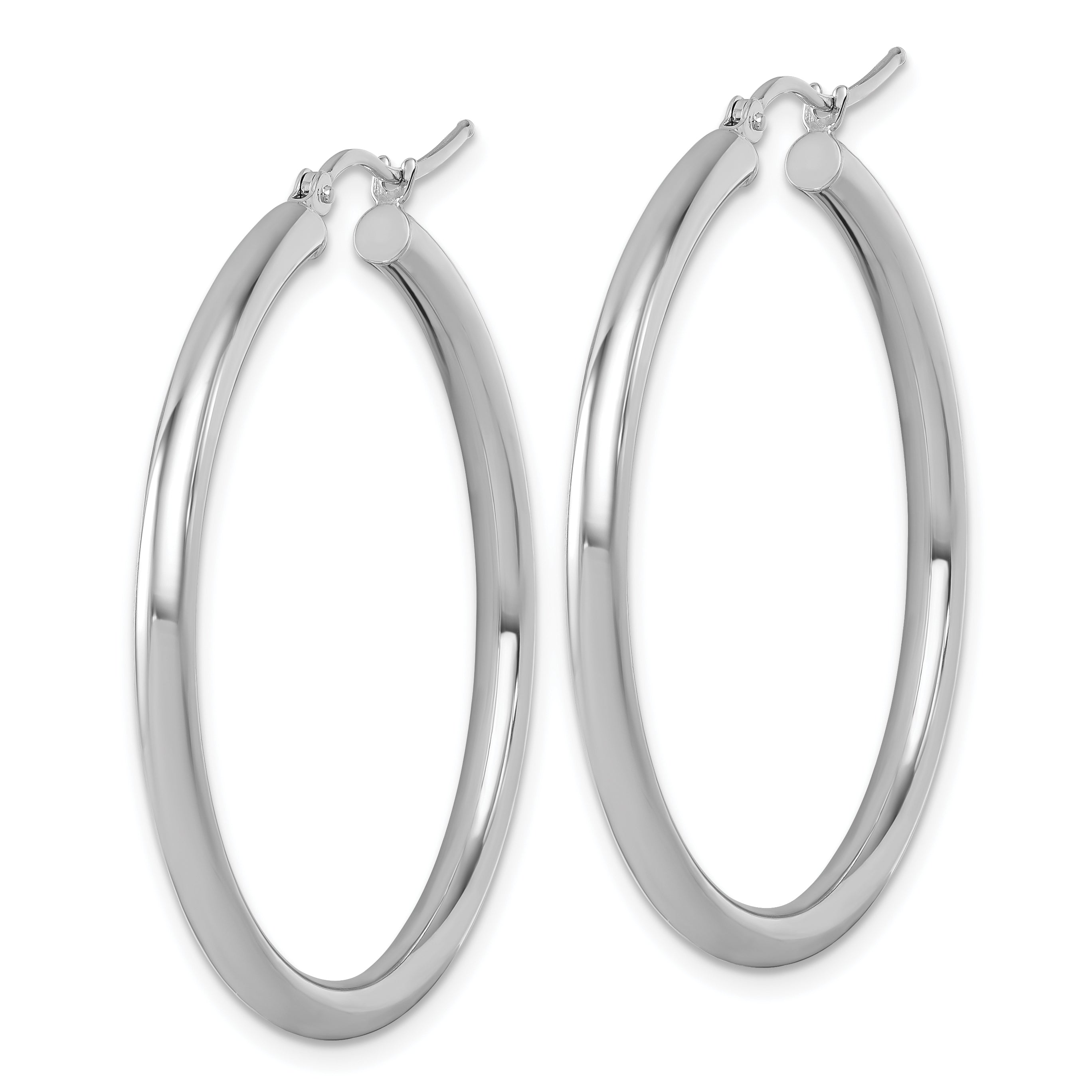 14k White Gold Polished 3mm Polished Hoop Earrings Secondary image