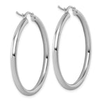 14k White Gold Polished 3mm Polished Hoop Earrings