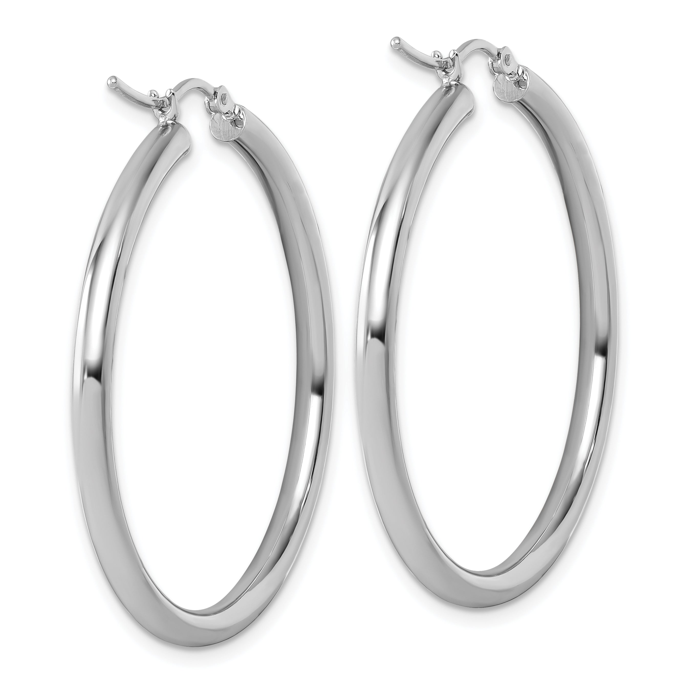 14k White Gold Polished 3mm Polished Hoop Earrings