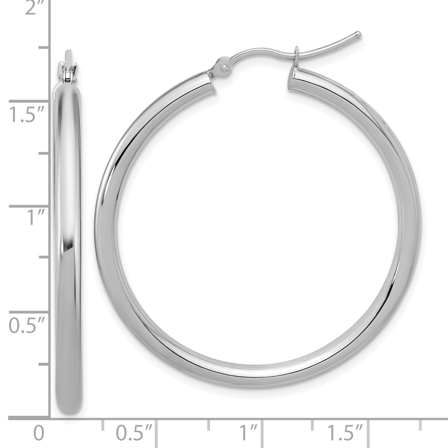 14k White Gold Polished 3mm Polished Hoop Earrings