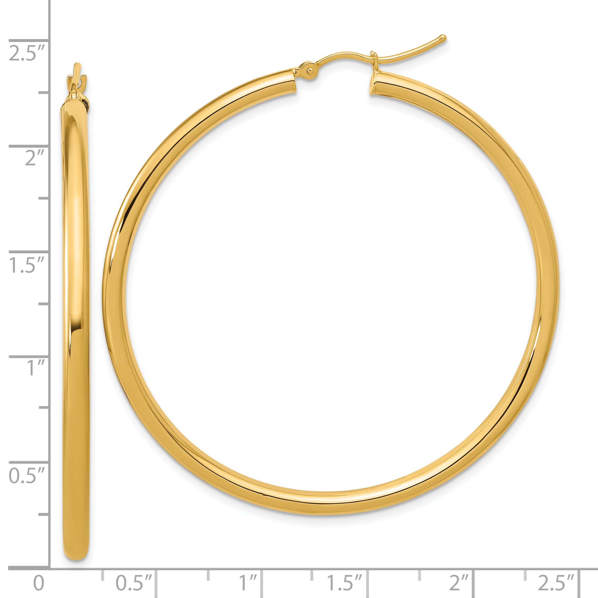 14k Polished 3mm Polished Hoop Earrings