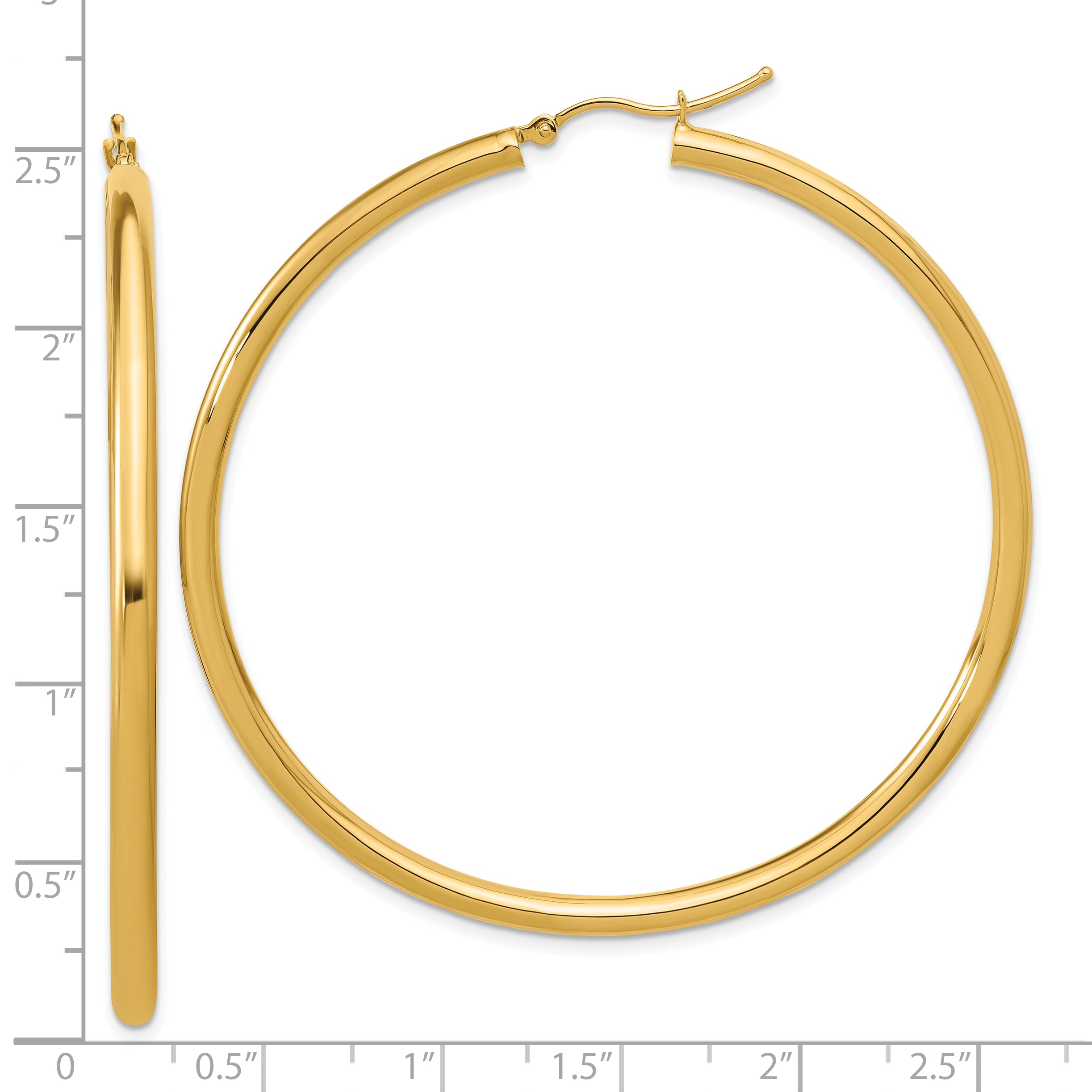 14k Polished 3mm Polished Hoop Earrings