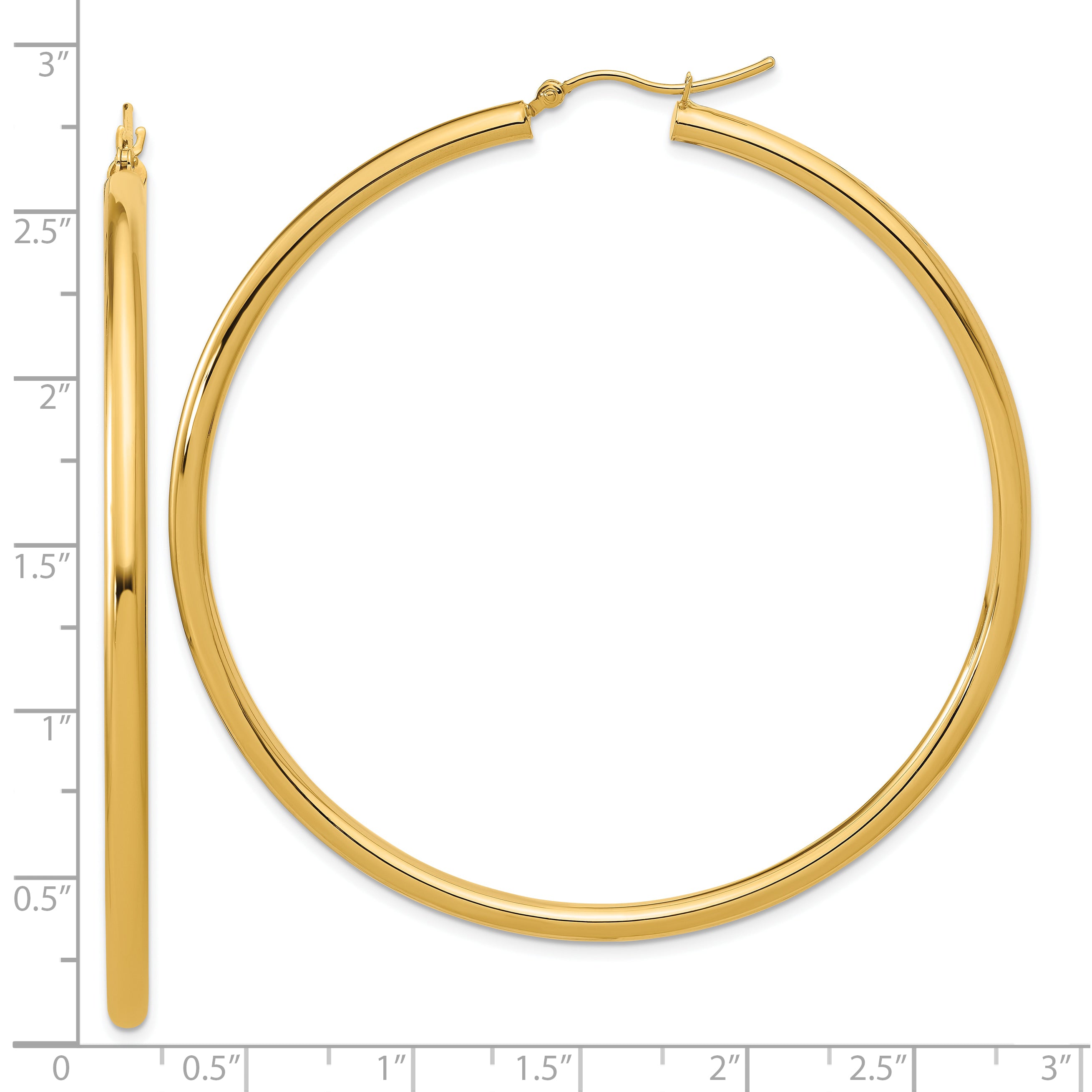 14k Polished 3mm Polished Hoop Earrings