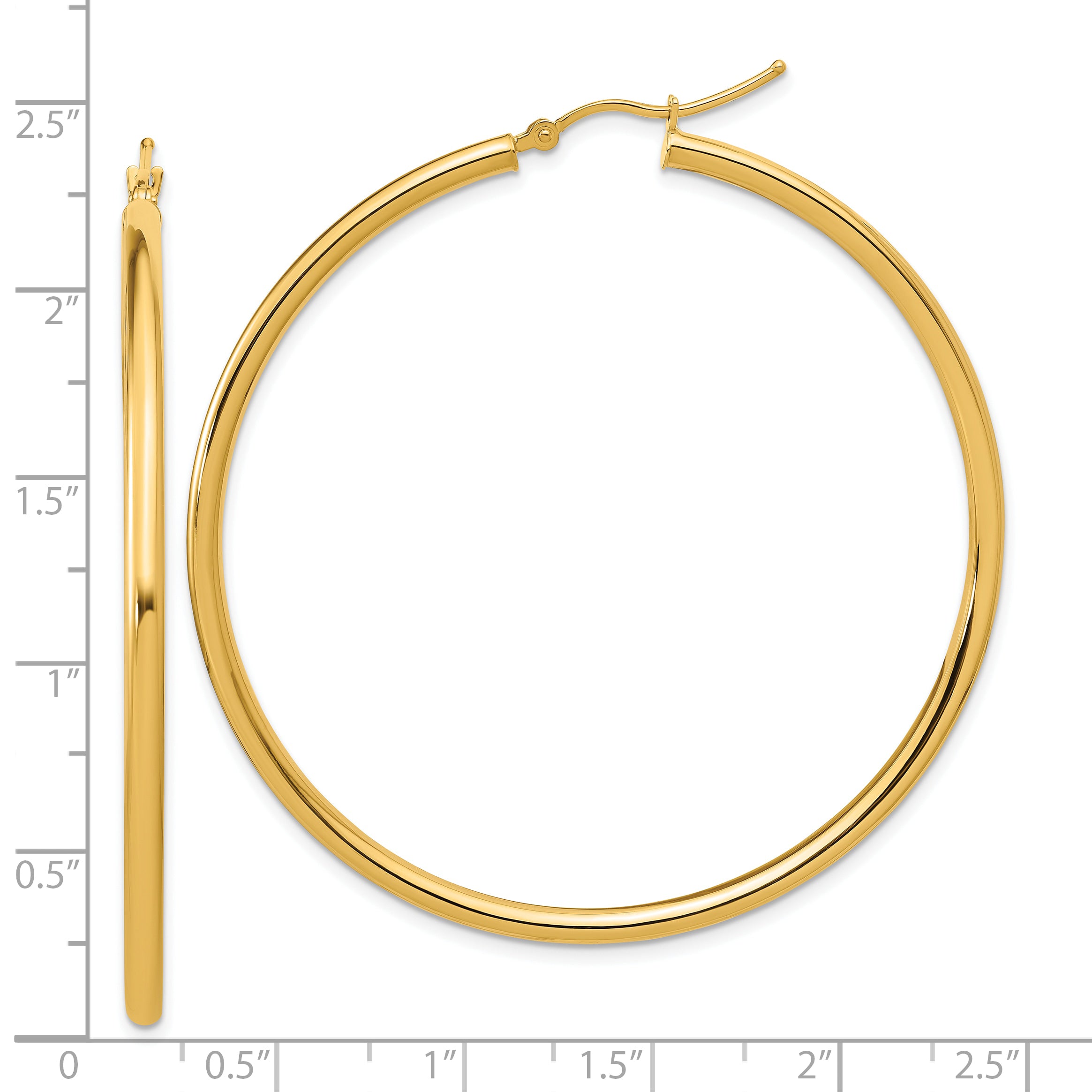 14k Polished 2.5mm Polished Hoop Earrings