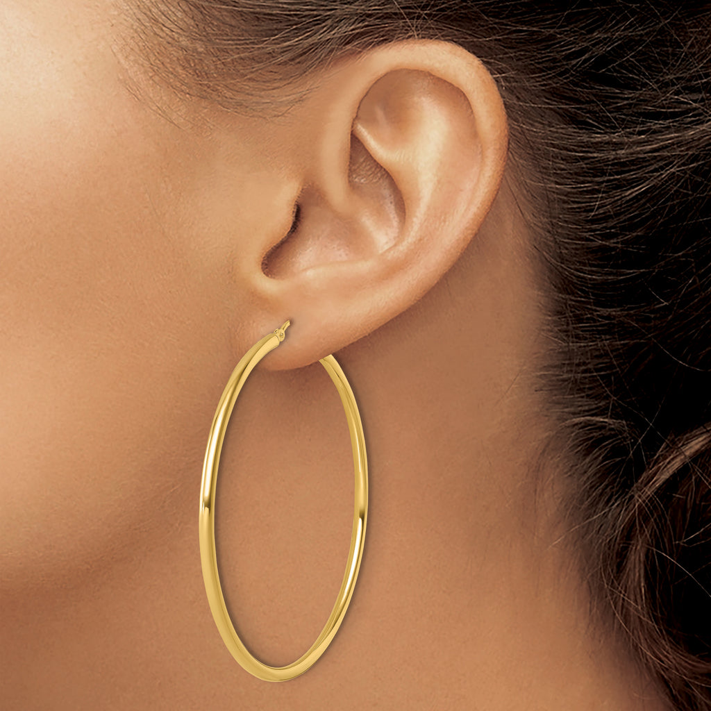14k Polished 2.5mm Polished Hoop Earrings