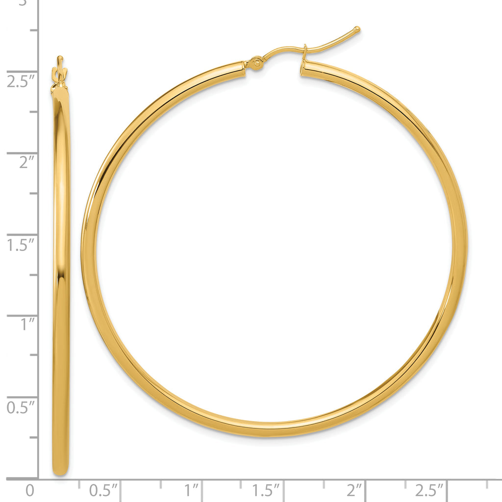 14k Polished 2.5mm Polished Hoop Earrings