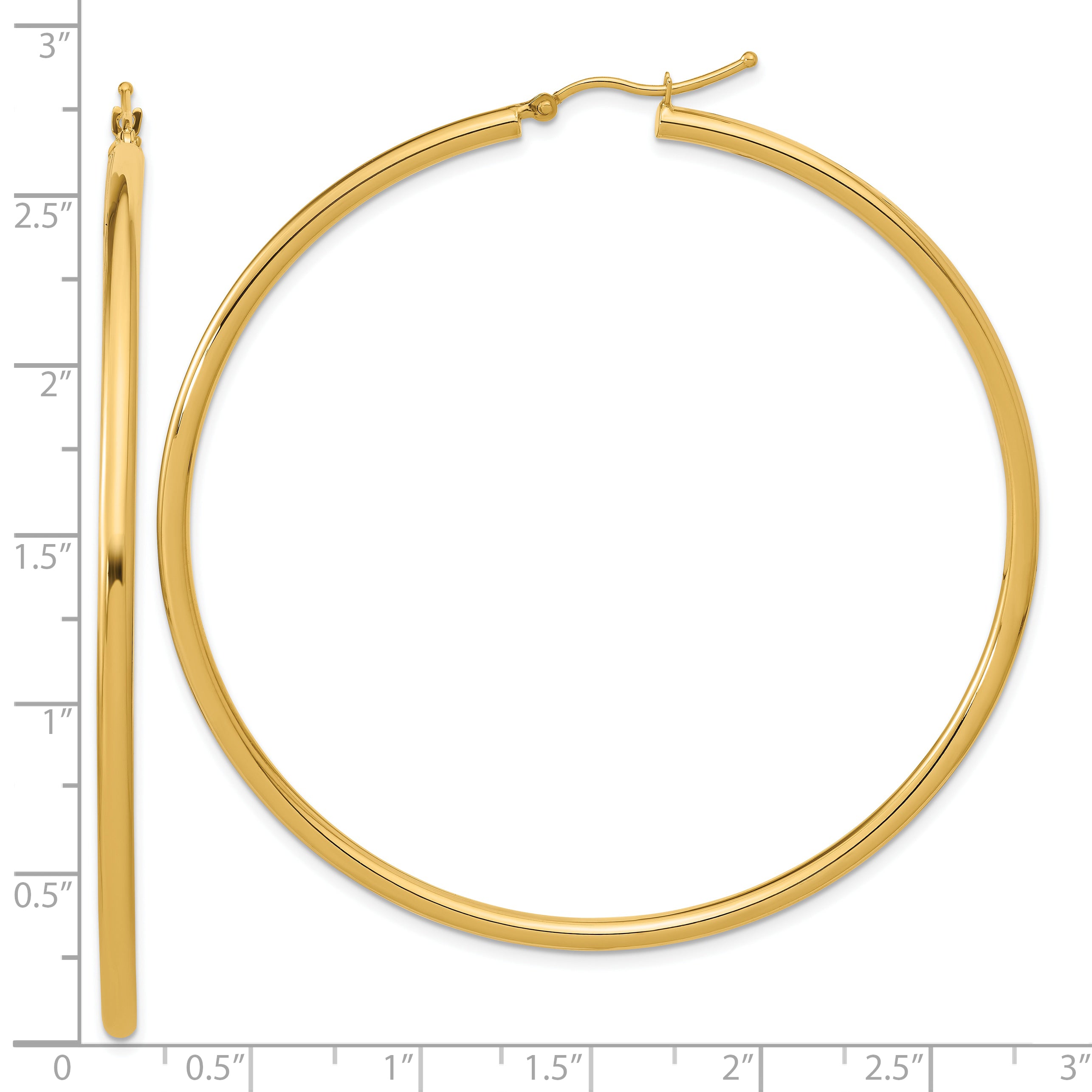 14k Polished 2.5mm Polished Hoop Earrings