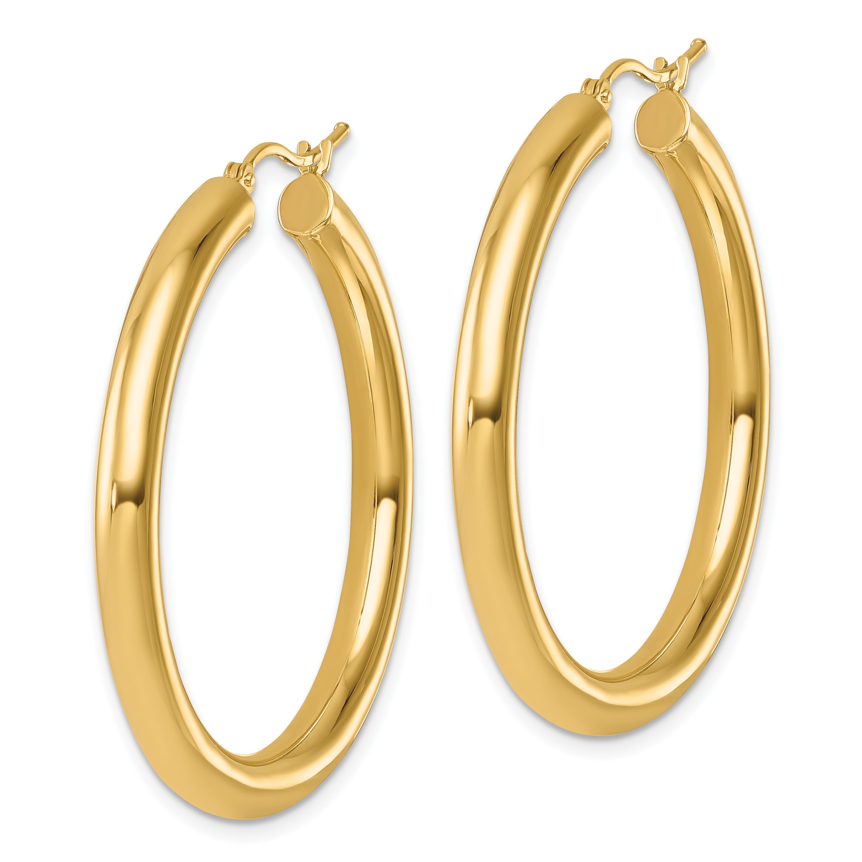 14k Polished 4mm Polished Hoop Earrings Secondary image