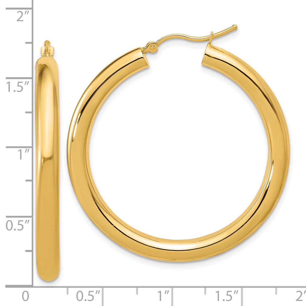 14k Polished 4mm Polished Hoop Earrings