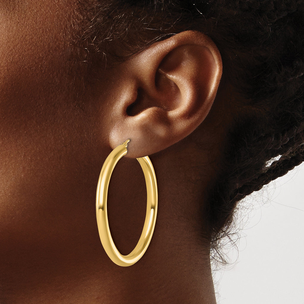 14k Polished 4mm Polished Hoop Earrings
