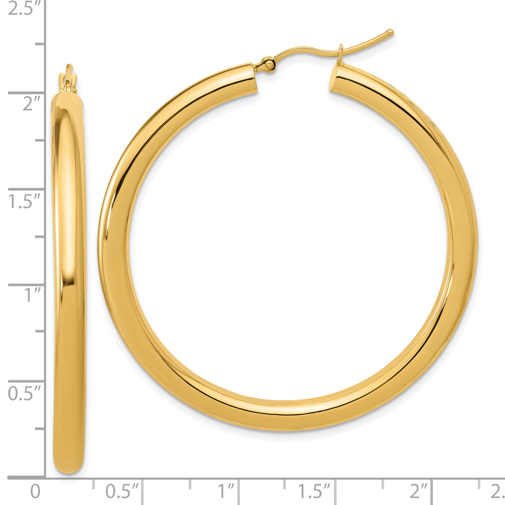 14k Polished 4mm Polished Hoop Earrings
