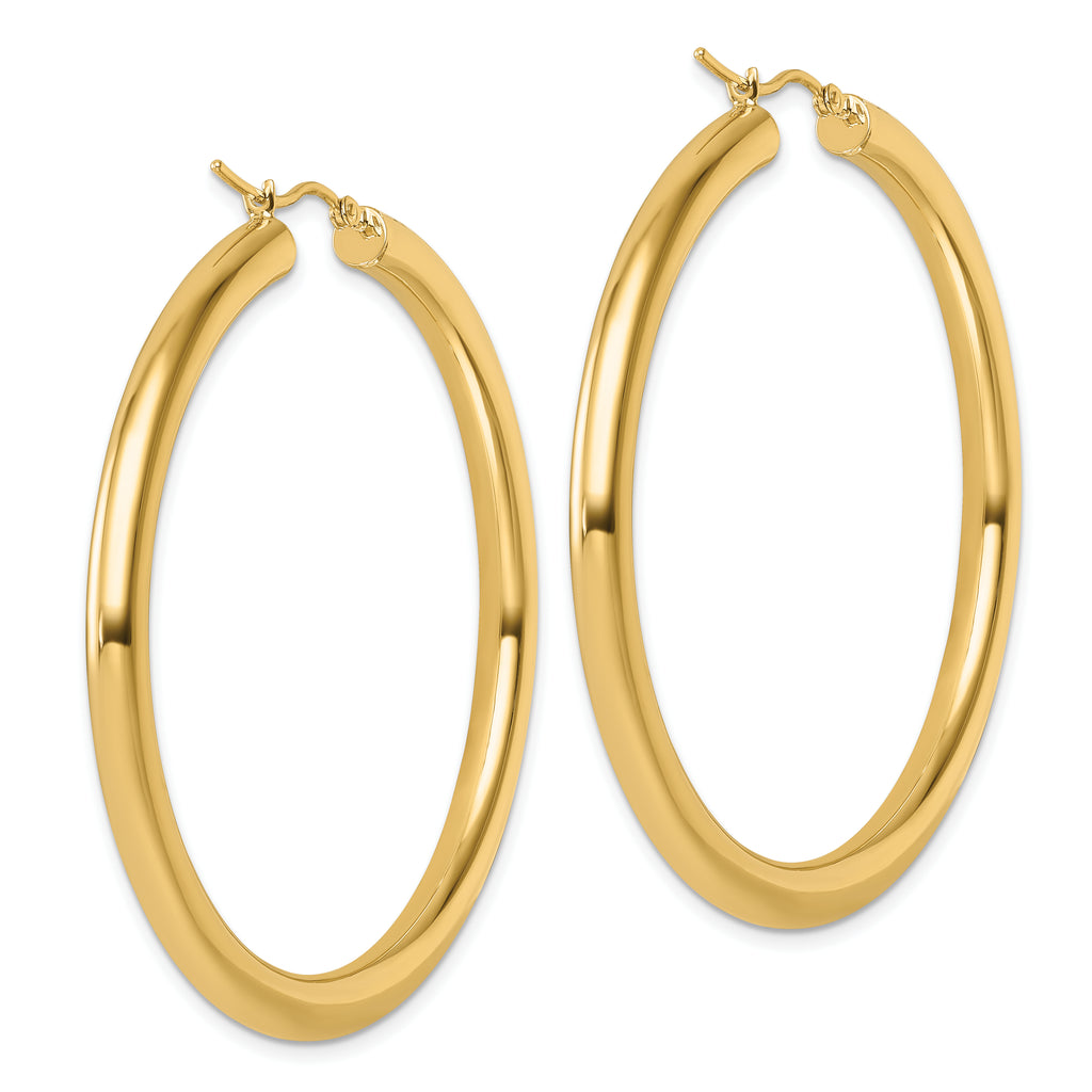 14k Polished 4mm Polished Hoop Earrings