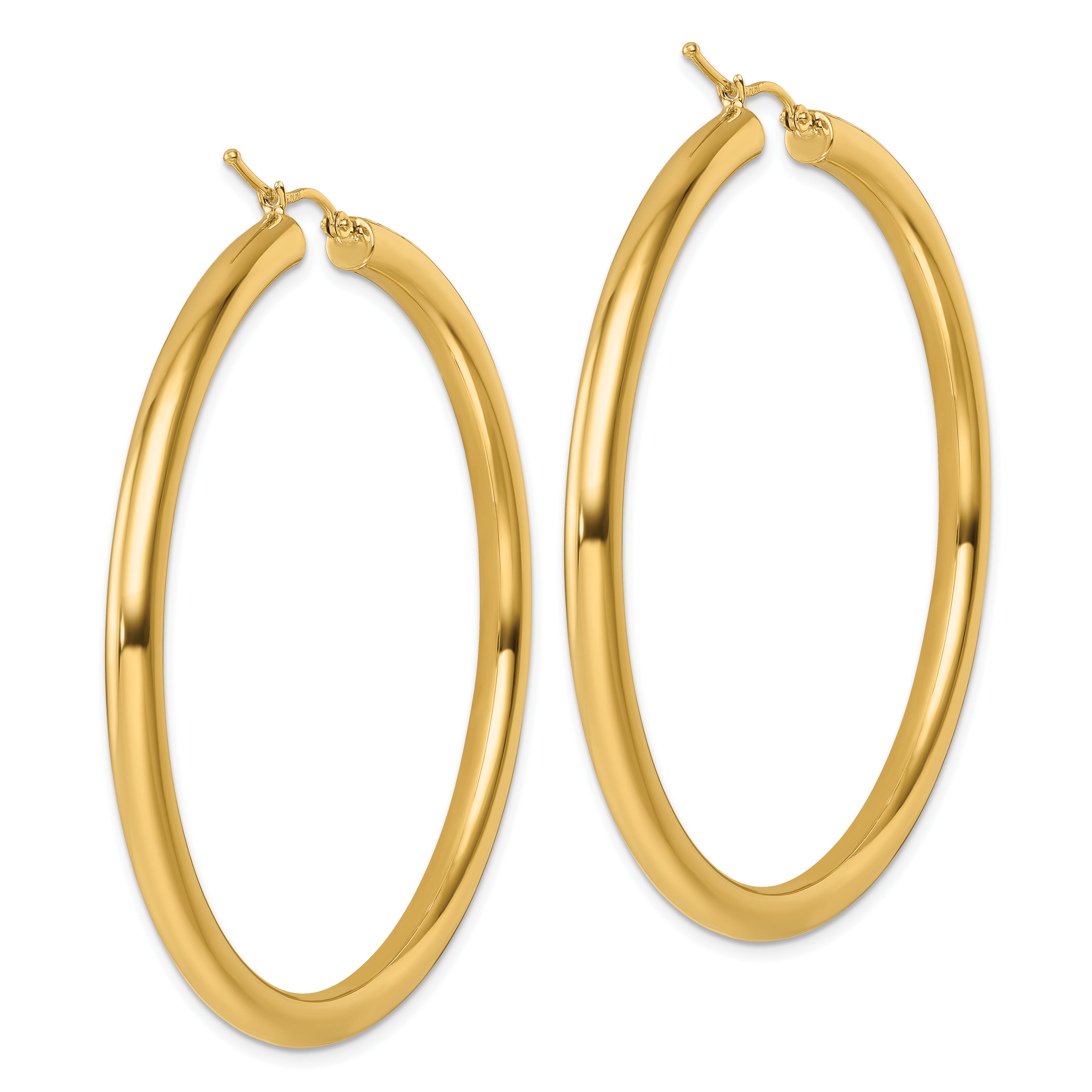 14k Polished 4mm Polished Hoop Earrings