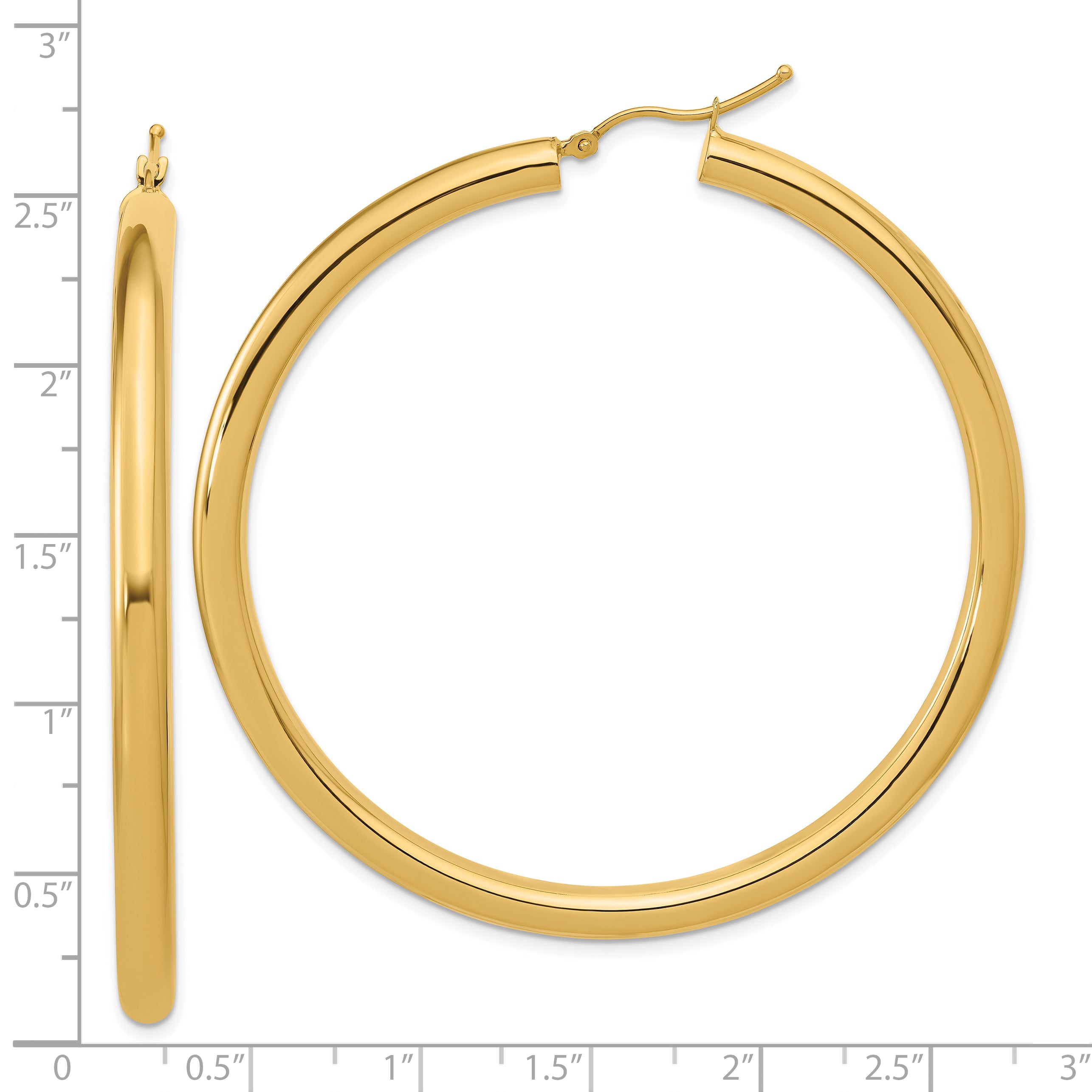 14k Polished 4mm Polished Hoop Earrings