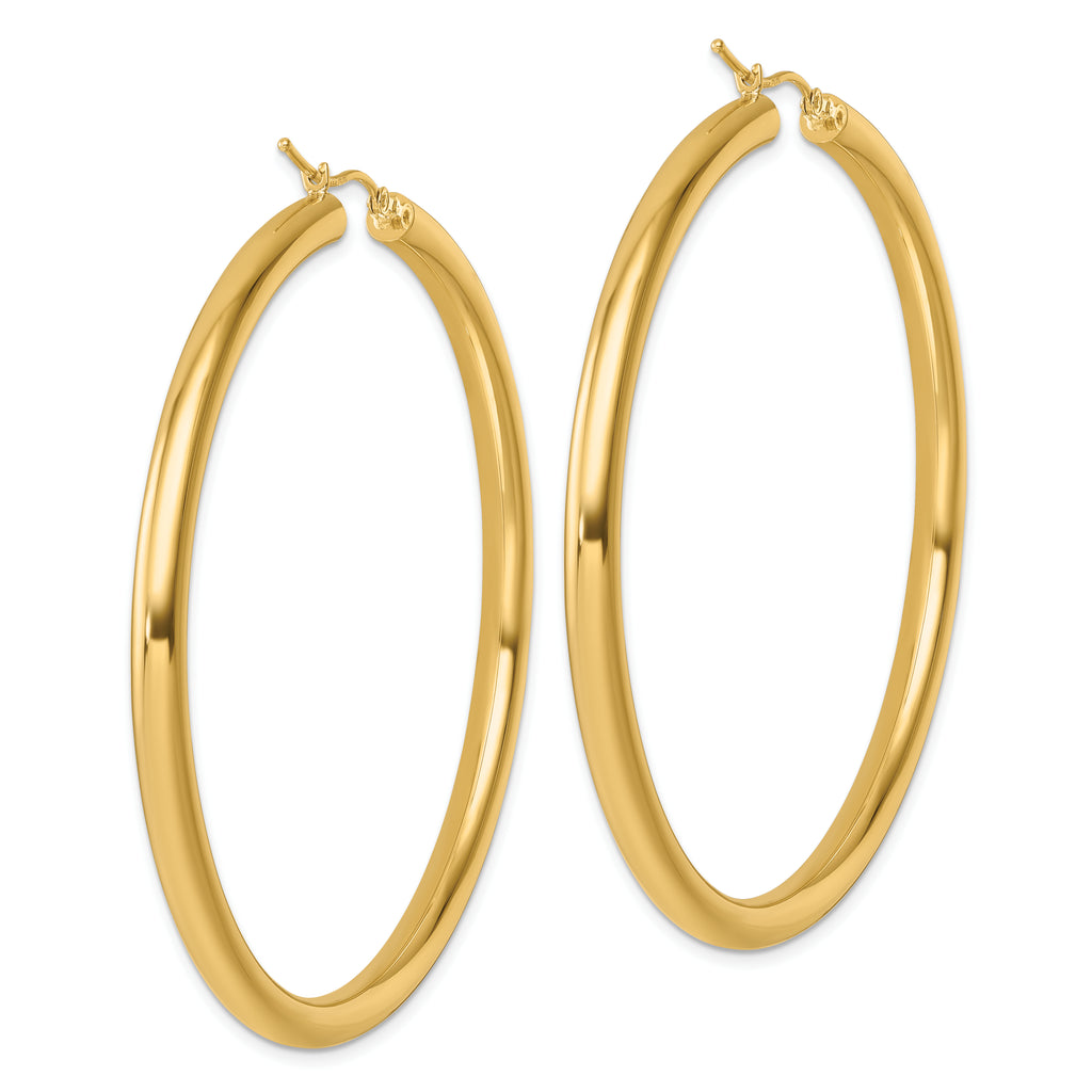 14k Polished 4mm Polished Hoop Earrings