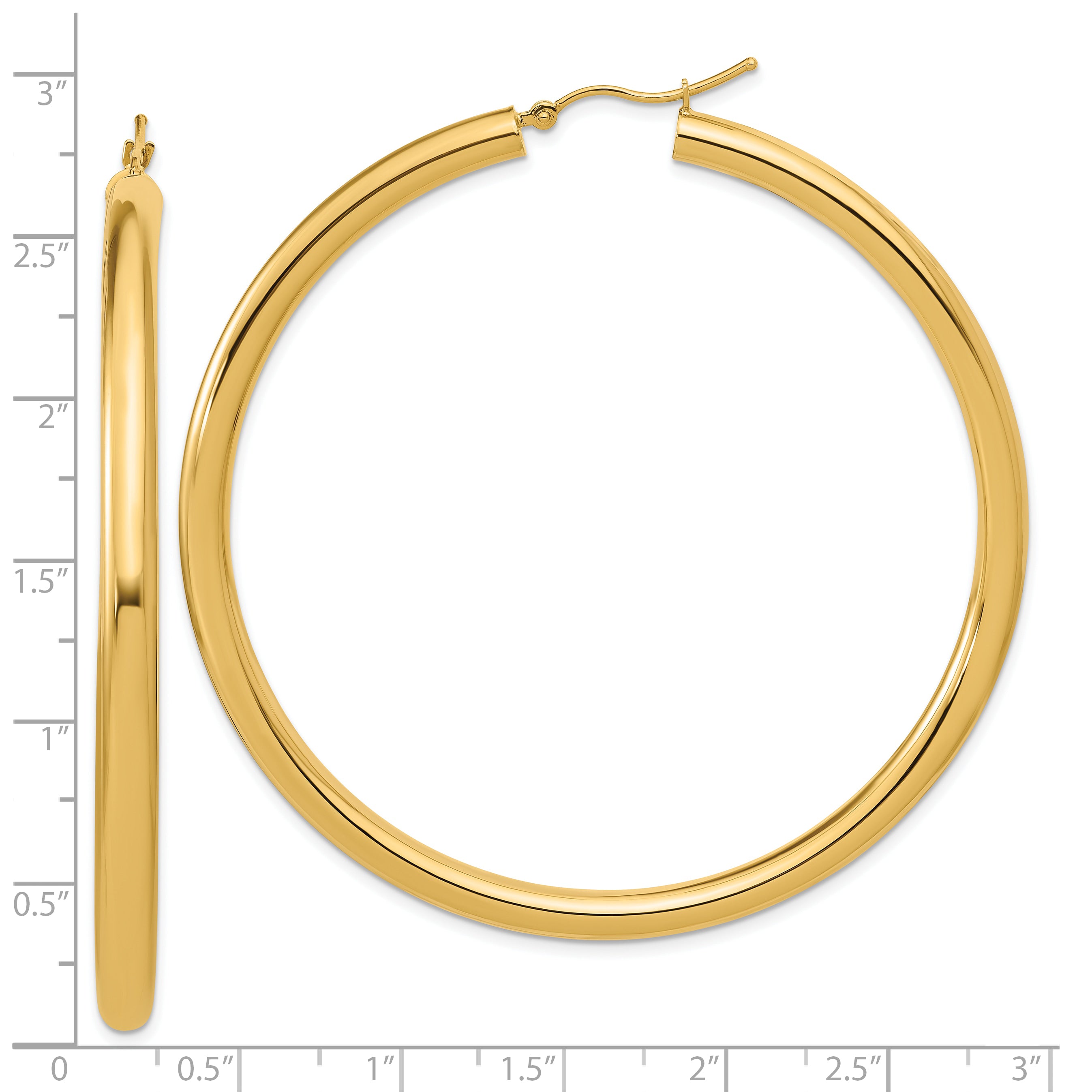 14k Polished 4mm Polished Hoop Earrings
