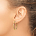 14k Satin and D/C 2mm Round Tube Hoop Earrings