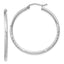 14k White Gold Satin and D/C 2mm Round Hoop Earrings