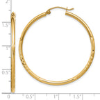 14k Satin and D/C 2mm Round Tube Hoop Earrings