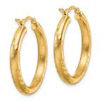 14k Satin and D/C 3mm Round Hoop Earrings