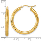 14k Satin and D/C 3mm Round Hoop Earrings