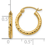 14k Diamond-cut 2mm Round Tube Hoop Earrings