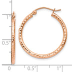 14k Rose Gold Diamond-cut Polished Hoop Earrings