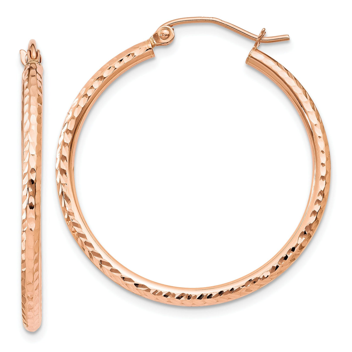 Hoop Earrings in 14K Rose Gold, 30mm Diamond-Cut - Sophia Jewelers Main image