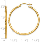 14k Diamond-cut 2mm Round Tube Hoop Earrings