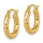 14k Diamond-cut 3mm Round Hoop Earrings