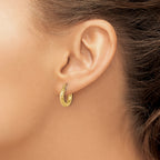 14k Diamond-cut 3mm Round Hoop Earrings