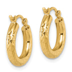 14k Diamond-cut 3mm Round Hoop Earrings