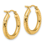 14k Diamond-cut 3mm Round Hoop Earrings