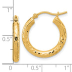 14k Diamond-cut 3mm Round Hoop Earrings