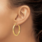 14k Diamond-cut 3mm Round Hoop Earrings