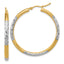 14k with Rhodium Diamond Cut 3mm Hoop Earrings