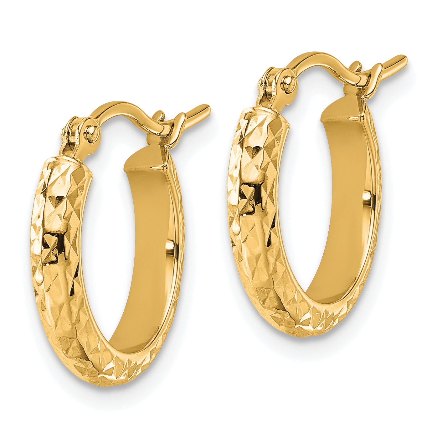14k Diamond-cut 2.8x15mm Hollow Hoop Earrings