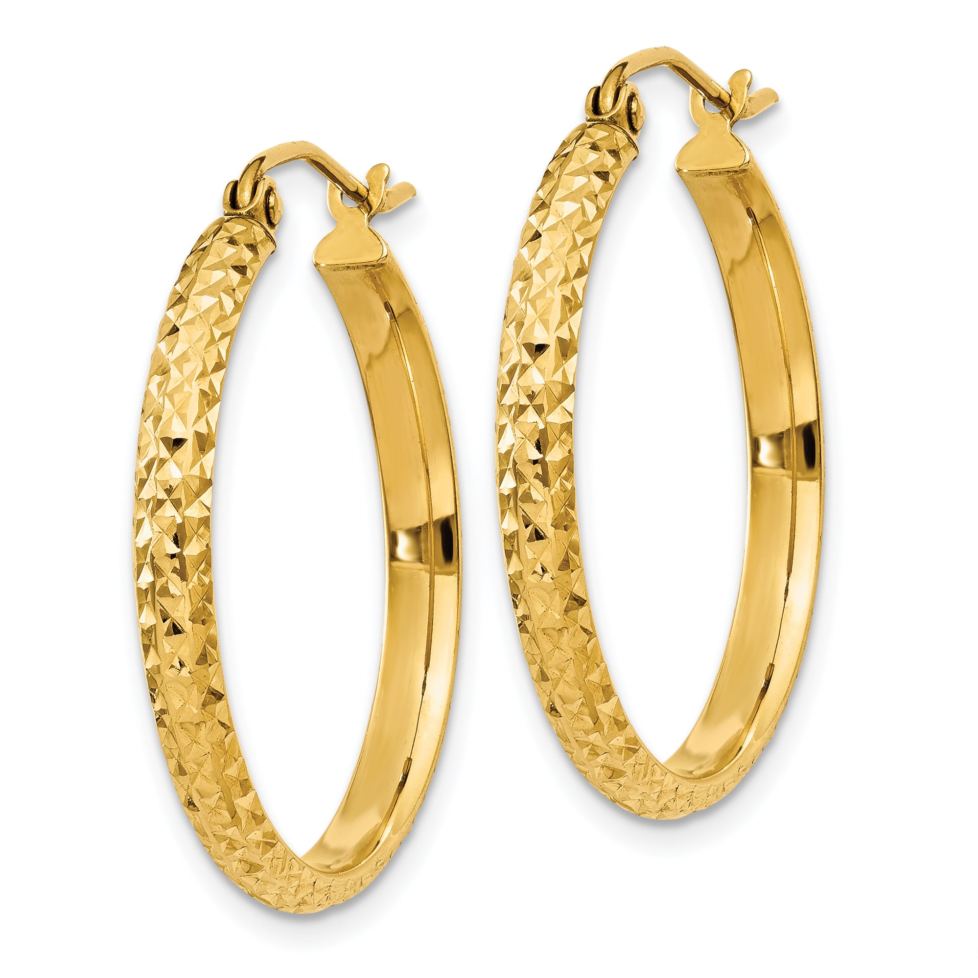 14k D/C 2.8x25mm Hollow Hoop Earrings Secondary image