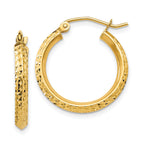 14k Knife Edge D/C 2.5x20mm Hollow Hoop Earrings