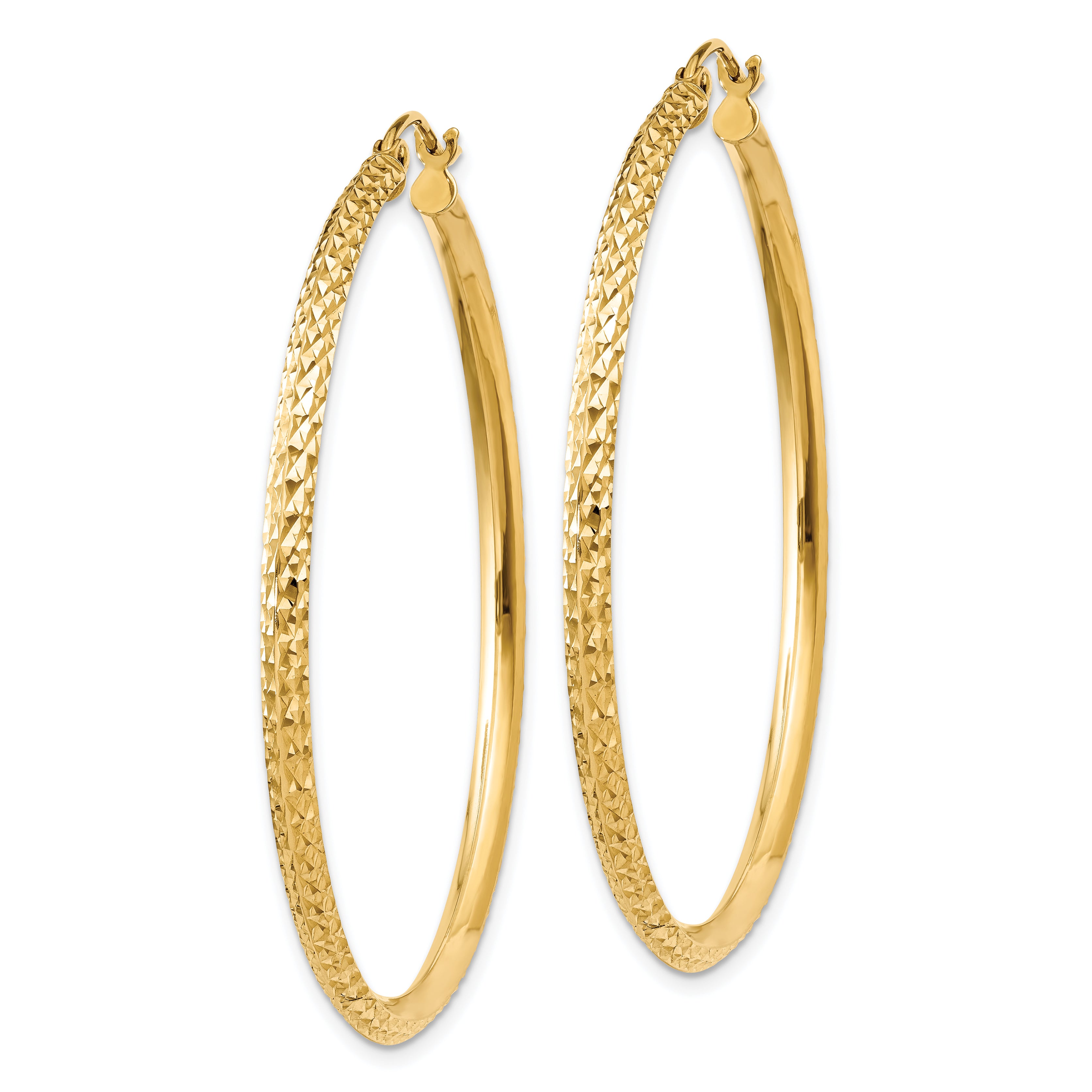 14k Knife Edge D/C Hollow Hoop Earrings Secondary image