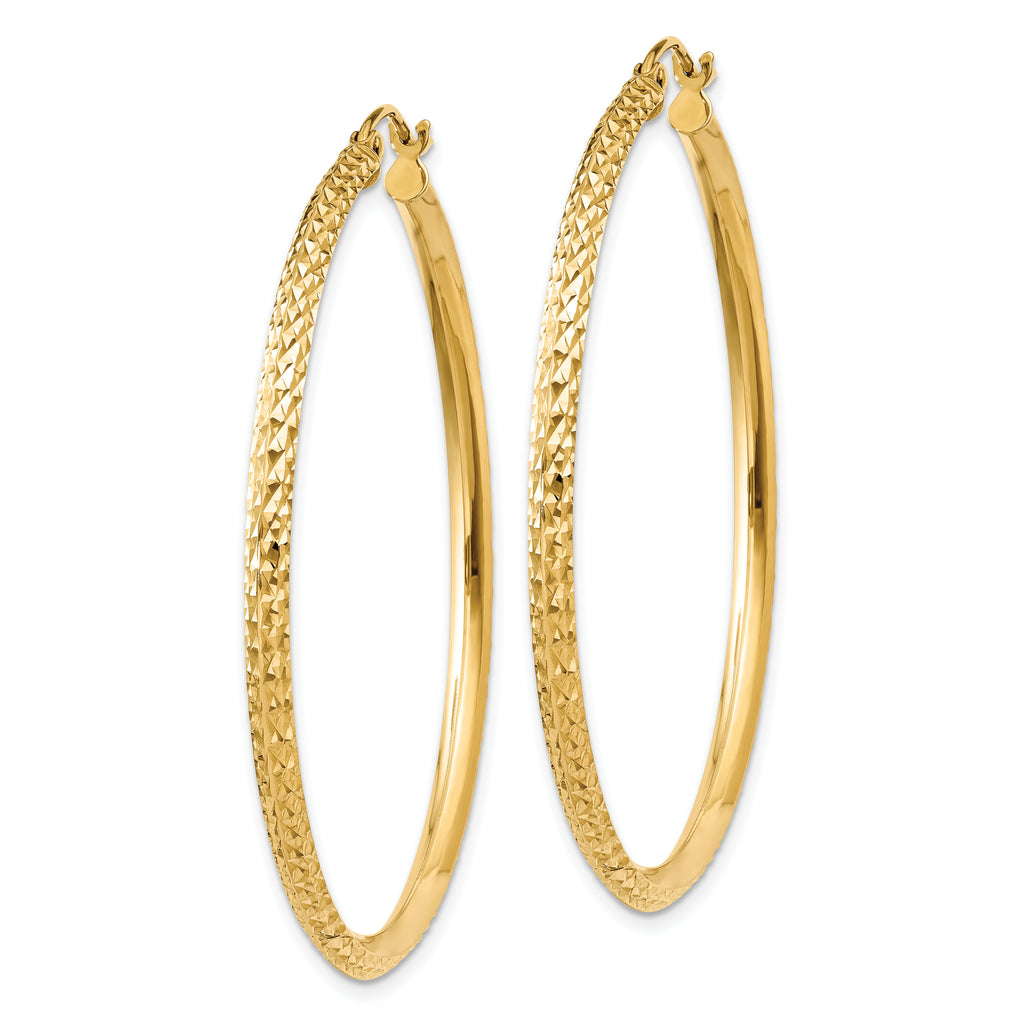 14k Knife Edge D/C Hollow Hoop Earrings