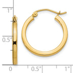 14k 2mm Square Tube Hoop Earrings