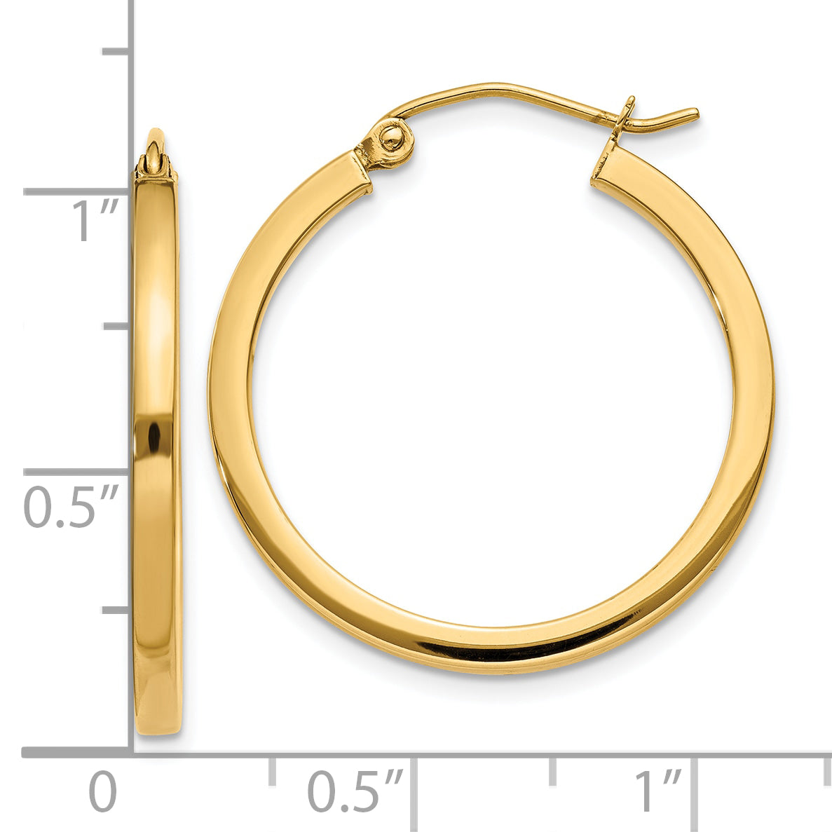14k 2mm Square Tube Hoop Earrings