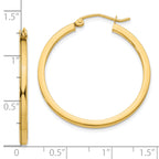 14k 2mm Square Tube Hoop Earrings