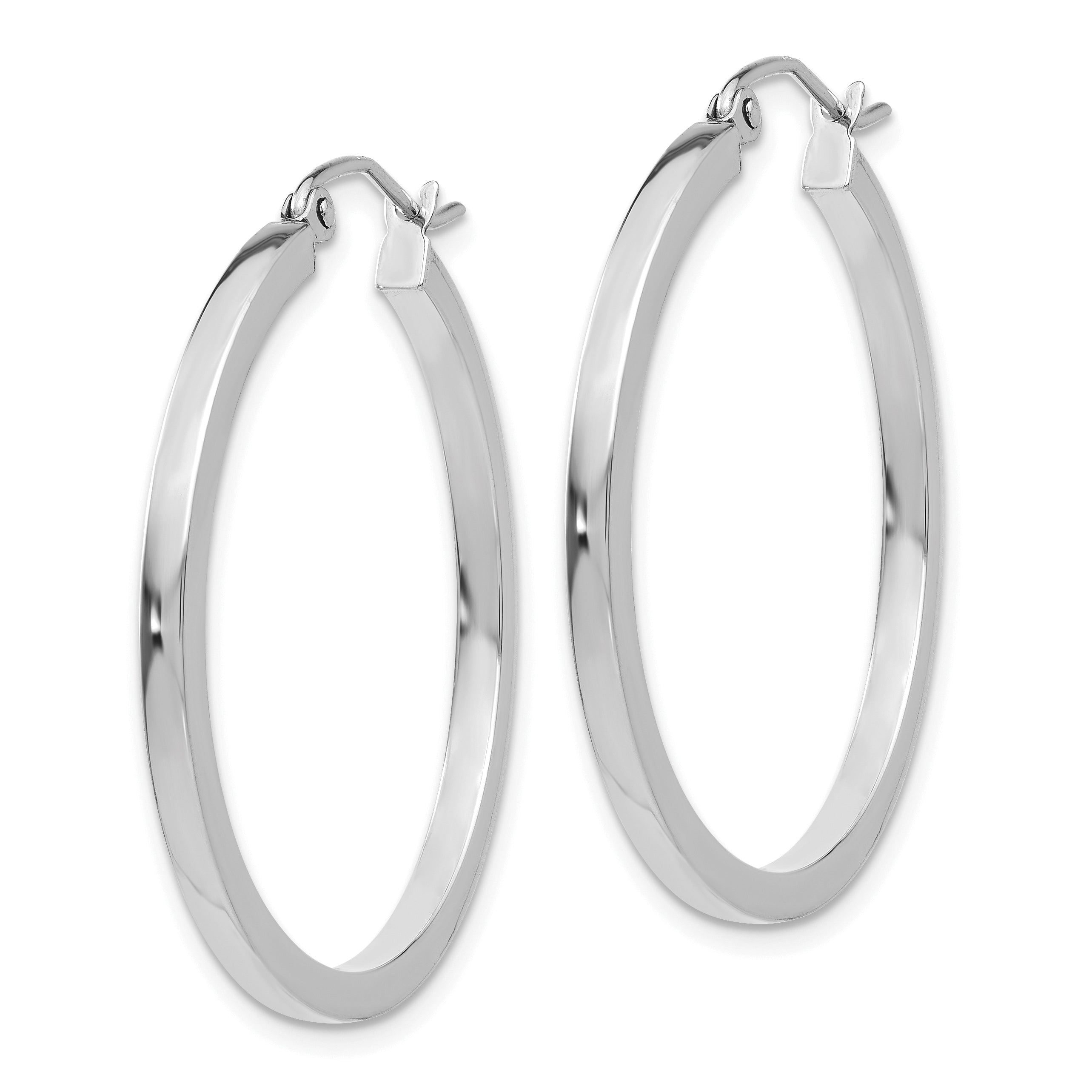 14k White Gold 2mm Square Tube Hoop Earrings Secondary image