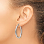 14k White Gold 2mm Square Tube Hoop Earrings