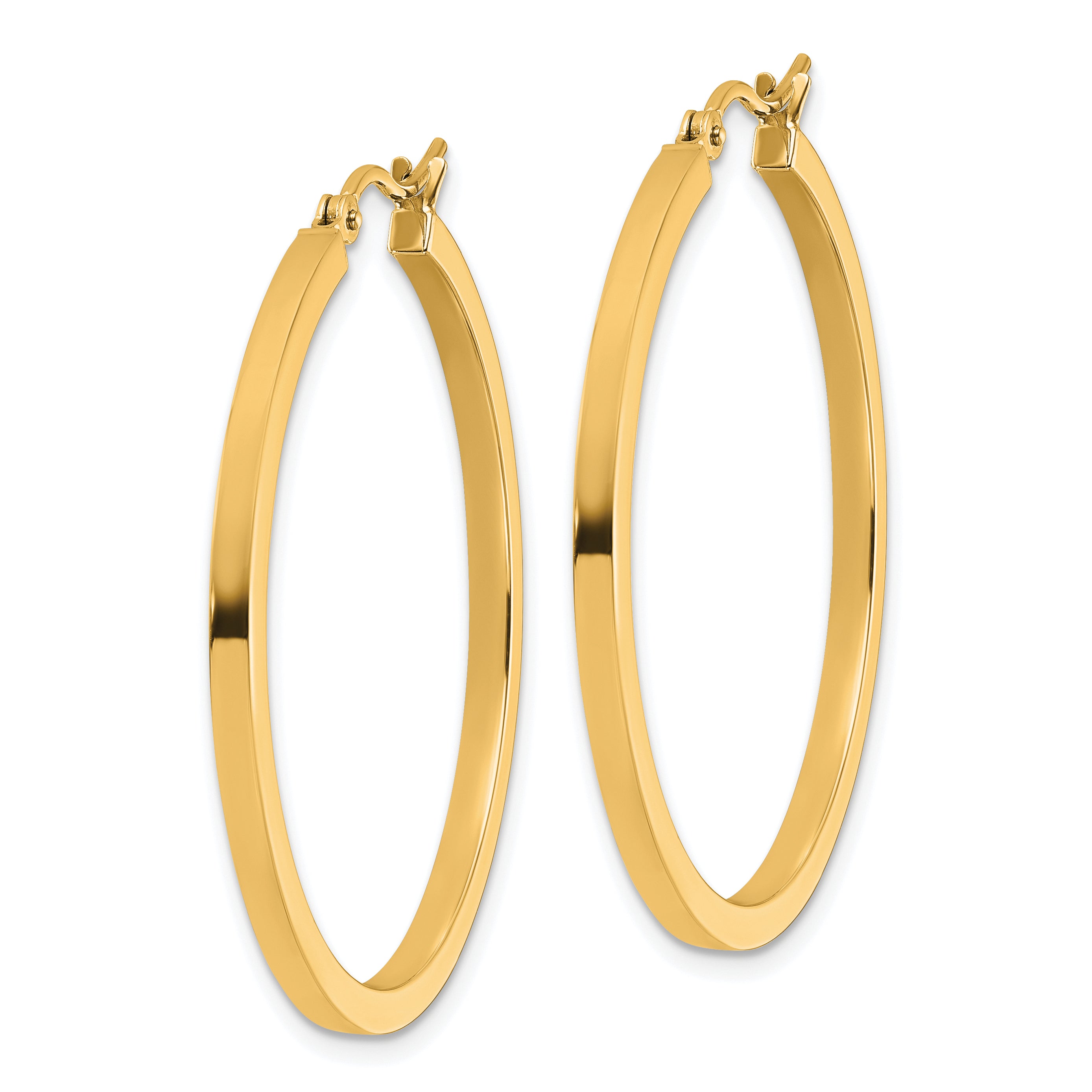 14k 2mm Square Tube Hoop Earrings Secondary image