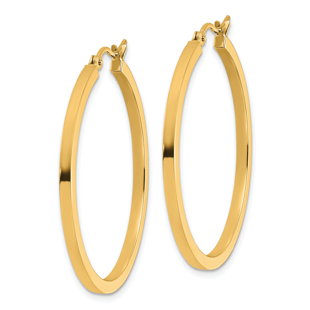 14k 2mm Square Tube Hoop Earrings